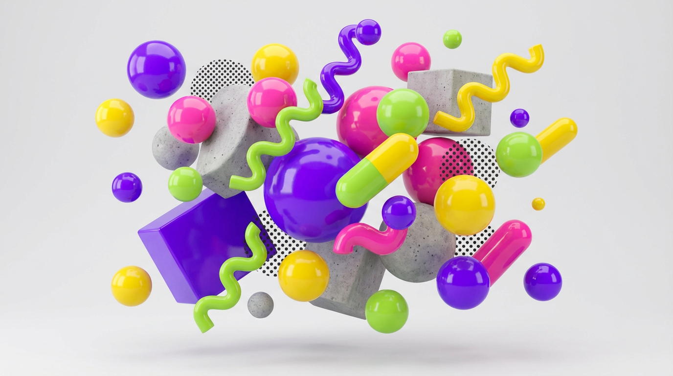 Abstract 3D shapes representing creativity